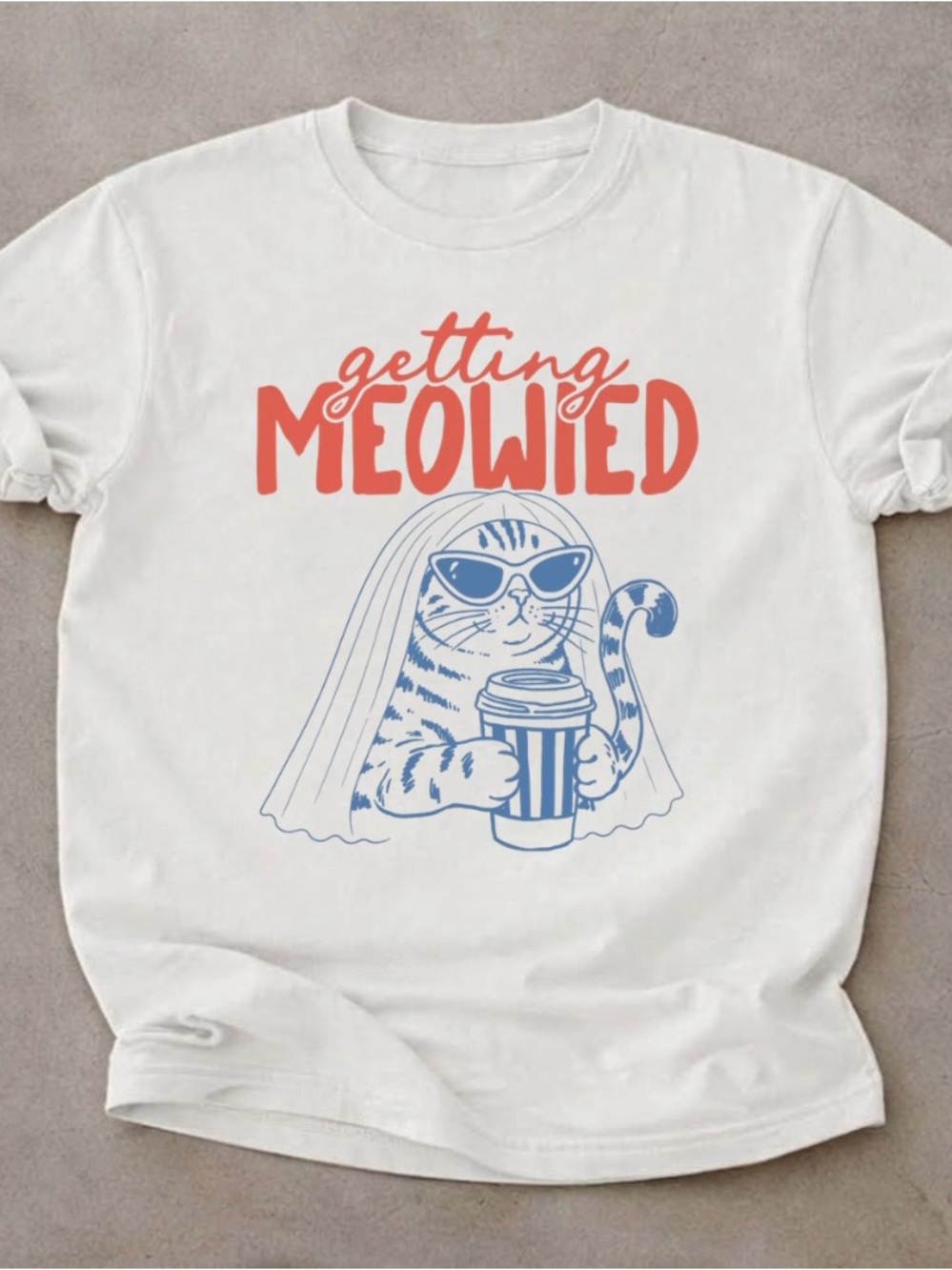 Getting Meowied Funny Cat Drunk Beer White Graphic T-Shirt - Gildan 5000